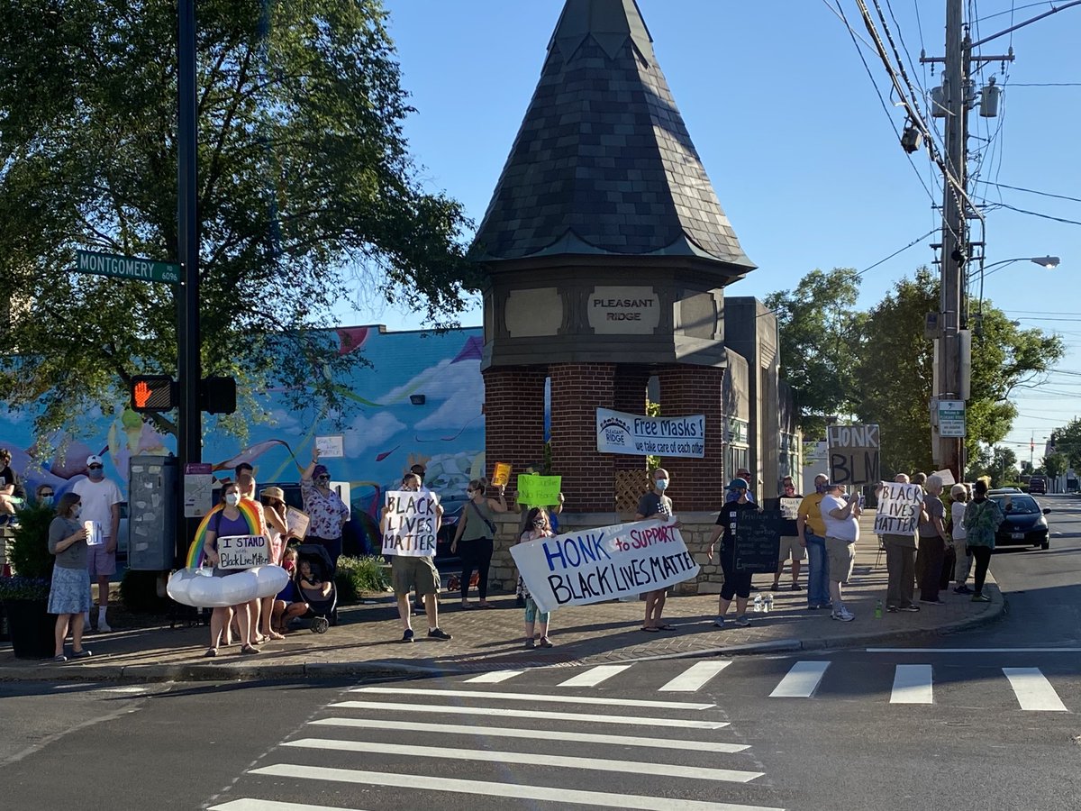 Today there were lots of important big protests across the country; there were also lots of important neighborhood protests. B, E, Megan and I joined our daily Pleasant Ridge gathering. #BlackLivesMatter