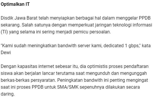 Dedicated 1 gbps tapi tetap Down
#ServerPPDBJabarDown

PPDB SMA, SMK, SLB di Jawa Barat Dimulai 8 Juni 2020, Kebijakan Kuota Berbeda-beda pikiran-rakyat.com/pendidikan/pr-…