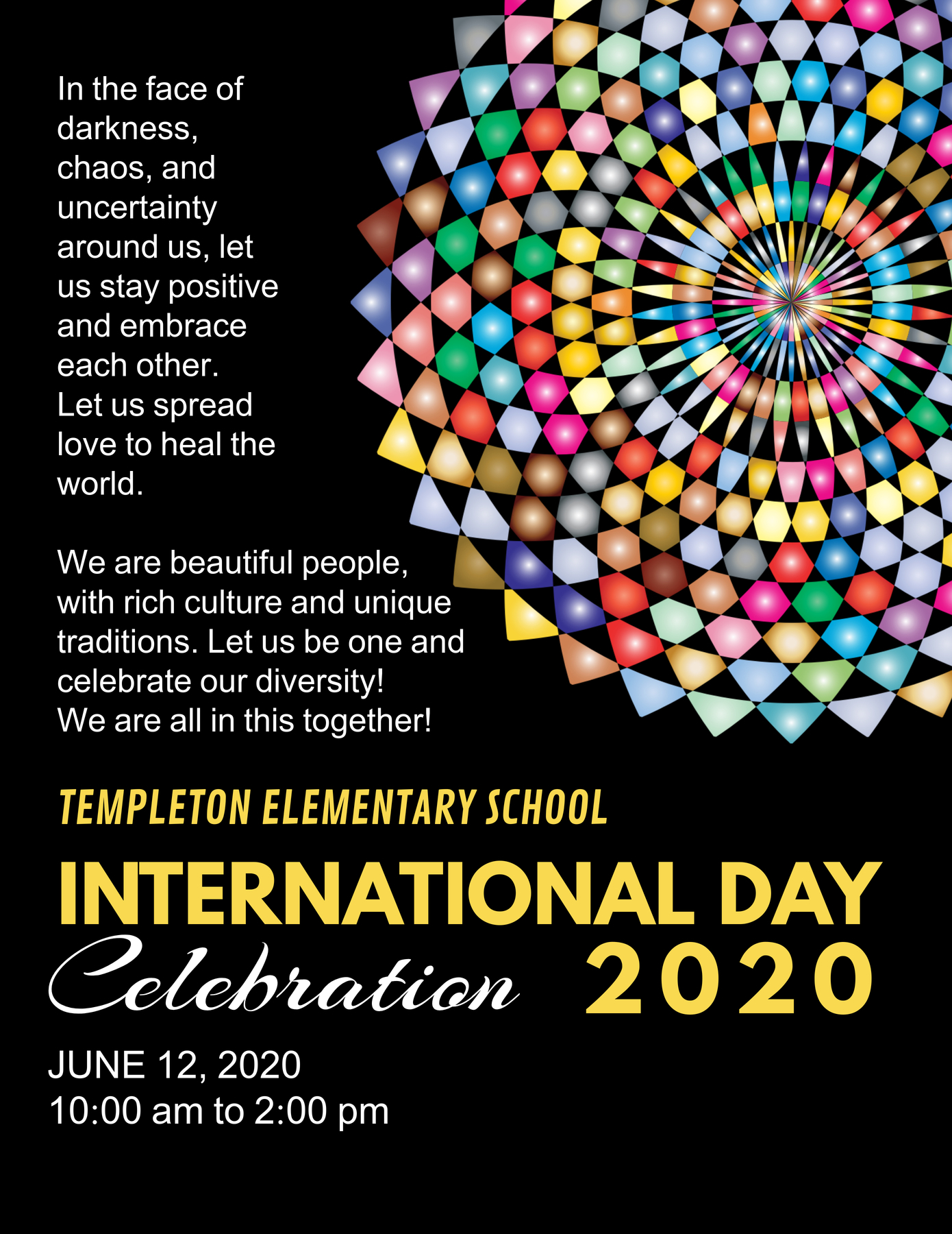 Templeton Elementary School Good Morning Templeton Please Mark Your Calendars To Help Us Celebrate International Day On June 12th From 10am 2pm See Attached Flyers For More Information Have A Wonderful