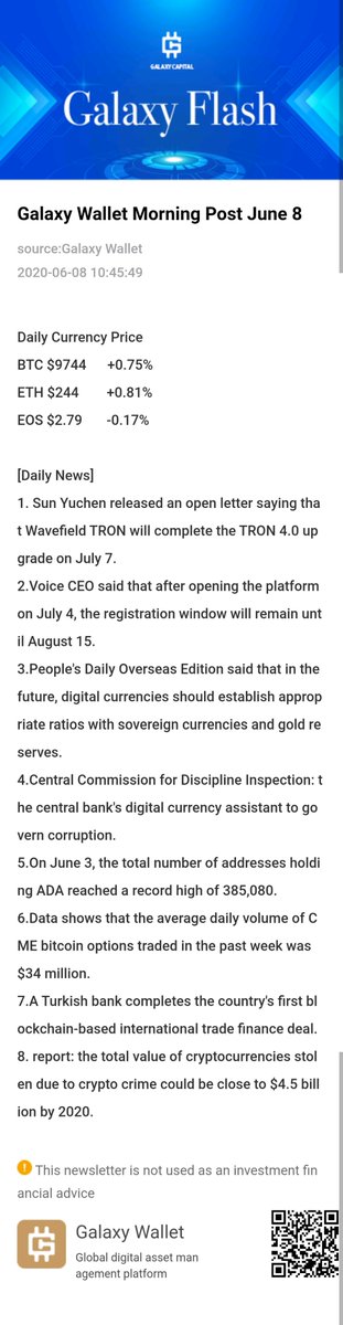 Galaxy_Wallet's tweet photo. Galaxy Wallet Morning Post June 8
👏🧐🙌 https://t.co/I8aqtxOdko