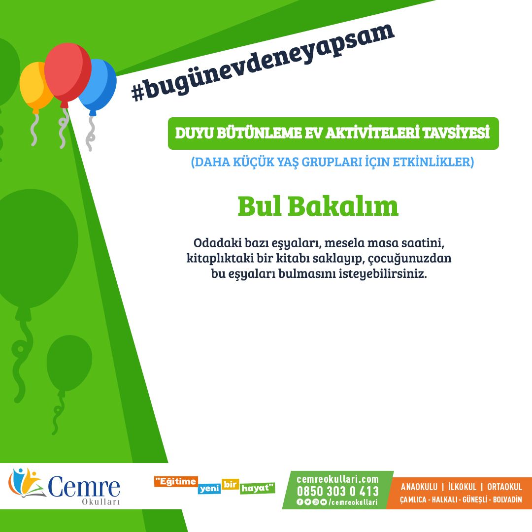 cemreokullari's tweet photo. Bu günkü etkinlik tavsiyemiz: "Bul Bakalım"
-
#cemreokullari #uzaktanegitim #okulumevimde #Bugünevdeneyapsam #EtkinlikTavsiyemiz https://t.co/elFjz6U7hq