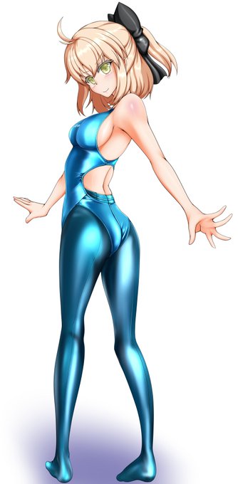 (^ω^)パンスト競泳水着沖田さんの水色パンスト版をこっちに置いておきますね 