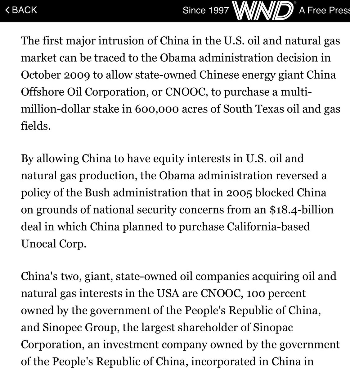 2012: WSJ compiled a state-by-state list of the $17B in oil & natural gas equity interests CNOOC & Sinopec have acquired in the US since 2010: