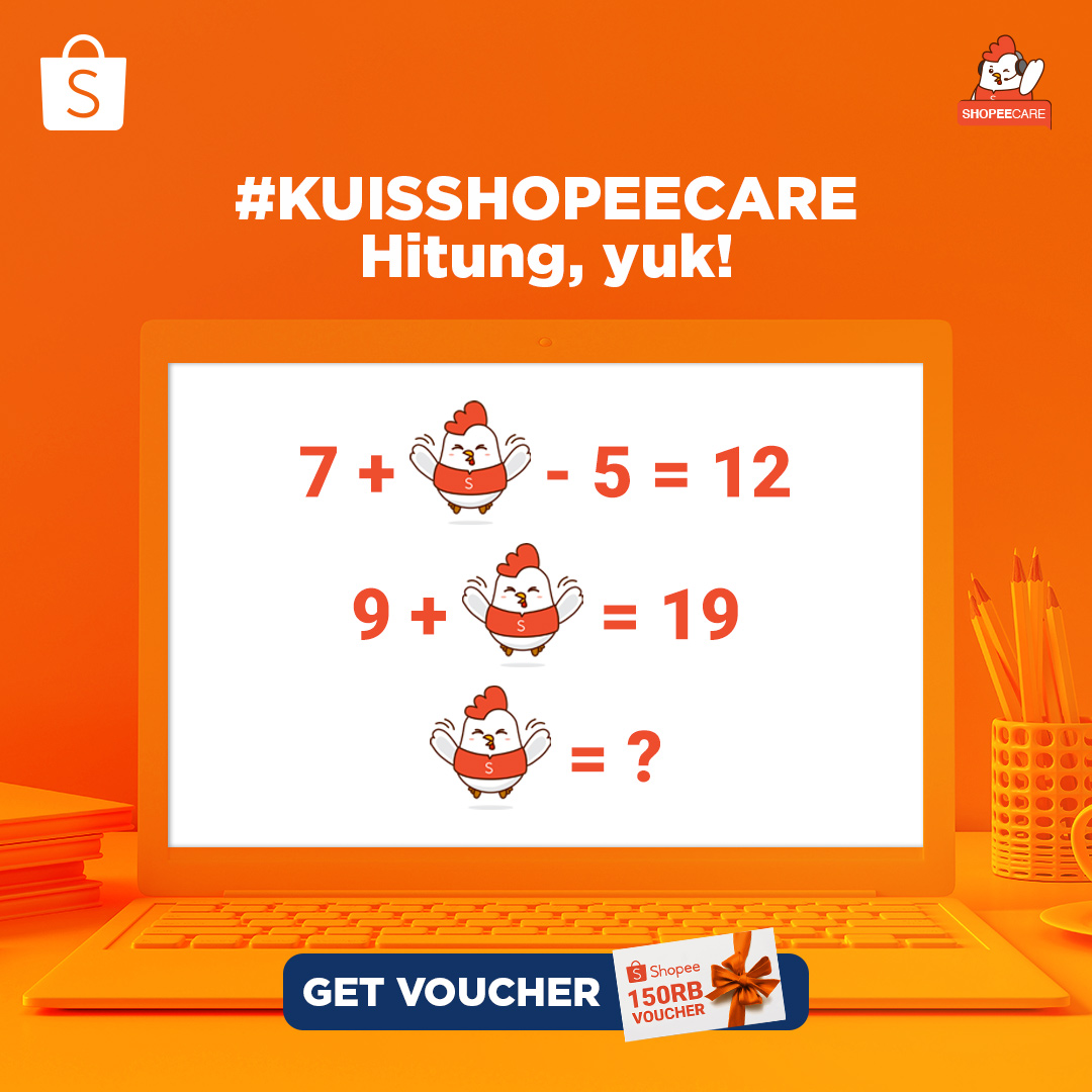 ShopeeCare's tweet photo. 🚨QUIZ ALERT! Yuk ikutan #KuisShopeecare kalo kamu mau VOUCHER belanja GRATIS! Simak caranya 👇🏼

✅WAJIB FOLLOW @Shopeecare
✅RT &amp; Like tweet ini
✅Jawab SEBANYAKNYA pake hestek #KuisShopeecare
✅Pemenang diumumin 12 Juni 2020

Ajak teman-teman kamu &amp; buruan jawab kuisnya 😆 https://t.co/FfTZWTGwx2