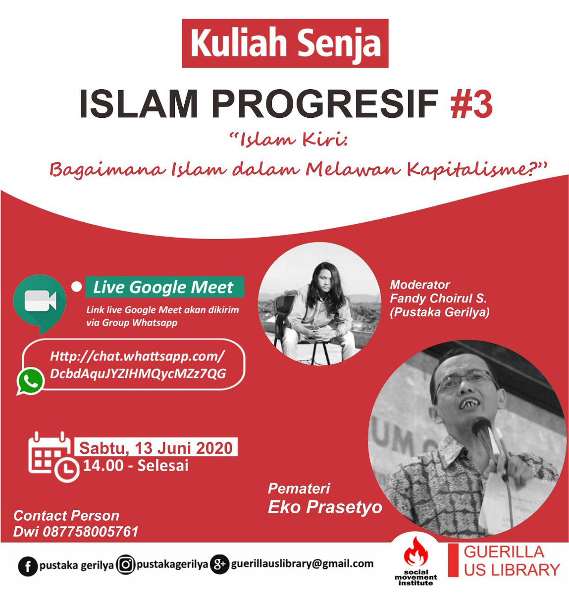 fakhrurr_rozi's tweet photo. Seri diskusi Islam Progresif dri tmn2 Pustaka Geriliya ๐
Yang ingin bergabung bsa hubungi nomor yg tertera
#islamprogresif https://t.co/pgVqJoOjy3