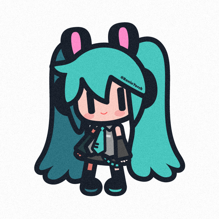 初音ミク「RoninYorchさんのデフォルメミクさん!紙のような質感の塗りがステキ✨ニコ」|piapro(ピアプロ)のイラスト