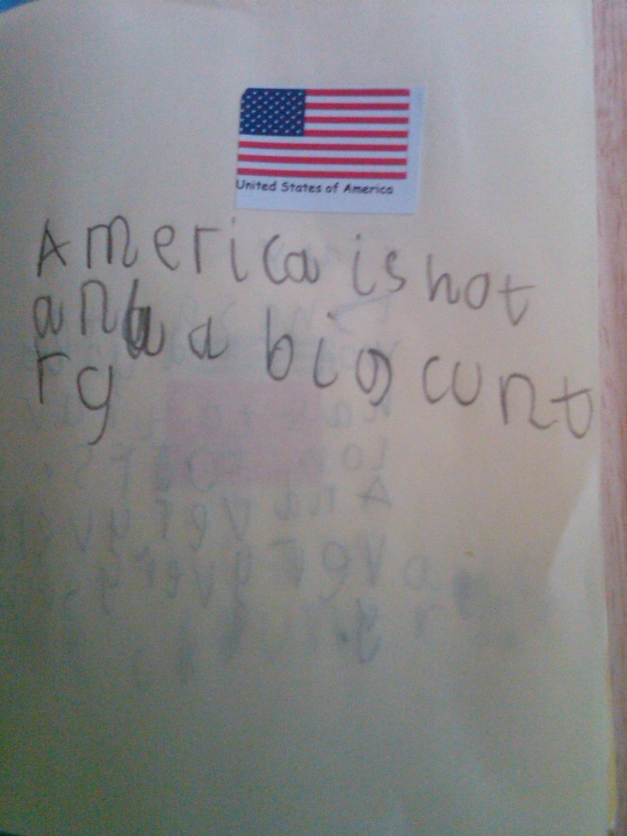Some fine work by my little brother when he was aged 6. #america #innocent #schoolwork