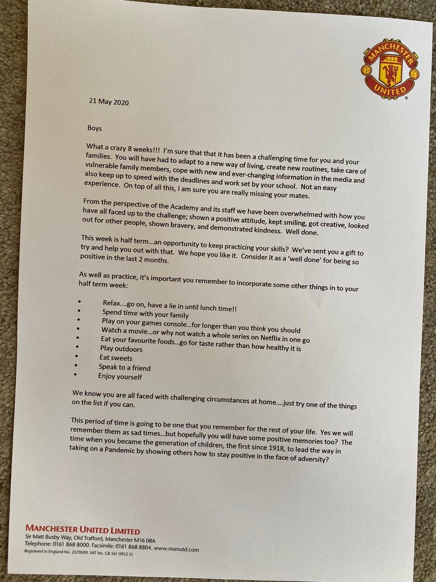 MufcWonItAll2's tweet photo. Manchester United's letter they sent out to every academy player is pure class 👏👏🇾🇪 https://t.co/rIt3ald4GG