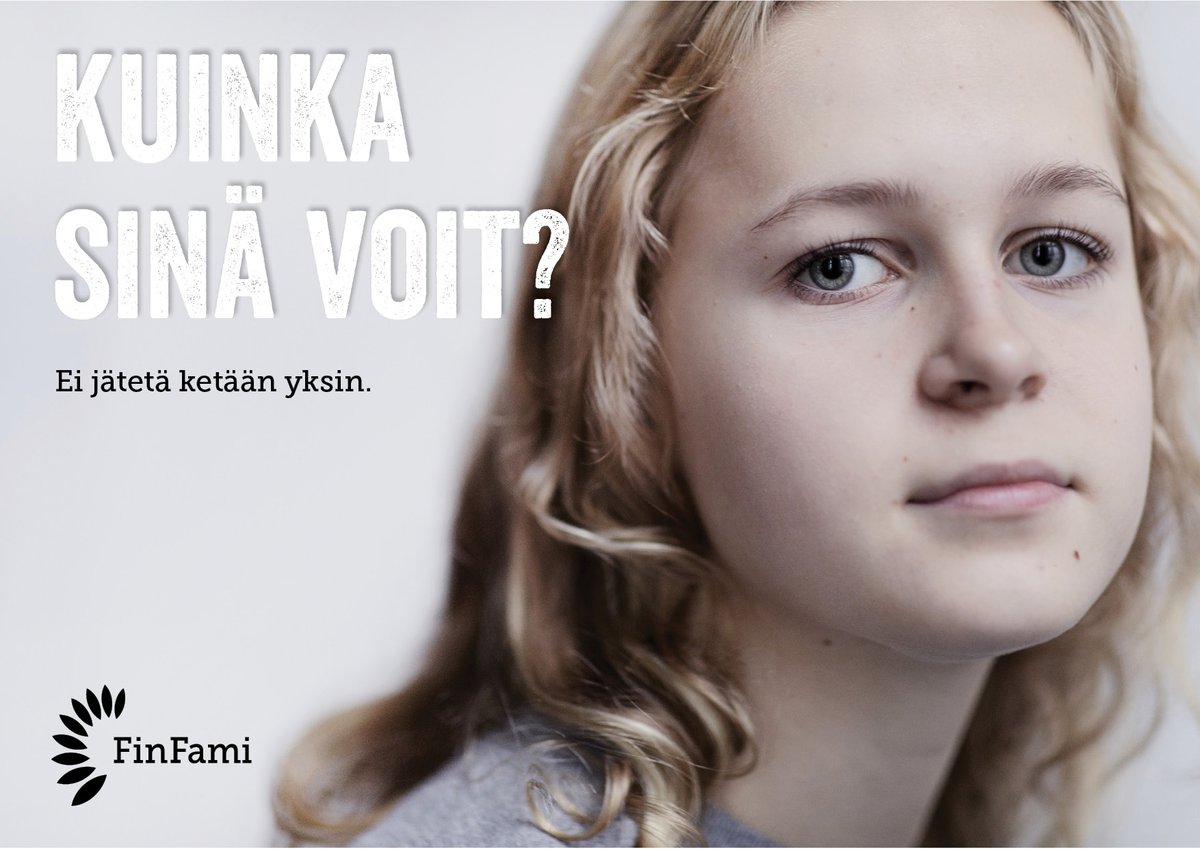 FinFami_omaiset's tweet photo. Hei #nuori, jonka perheenjäsen tai muu läheinen sairastaa psyykkisesti. Kuinka jaksat pandemiatilanteessa? Käy vastaamassa kyselyyn ja kerro vinkkisi myös muille. Vinkit kootaan FinFamin sivuille. Vastaamaan pääset 10.6.asti.  https://t.co/IryDwhNDH8 #finfami #mielenterveys https://t.co/JlCxZpPcdB