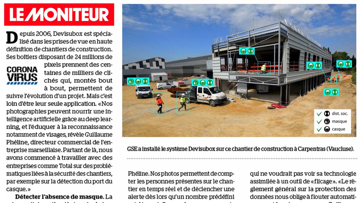 [Publication ! 📰] Découvrez dans <a href="/Le_Moniteur/">LeMoniteur</a> l'article consacré à <a href="/Devisubox/">Devisubox</a> pour sa recherche engagée dans la prévention des risques #COVID19 sur les chantiers.
👉 bit.ly/2M1eDBB / bit.ly/2X5WtFi
#Devisubox #covid19