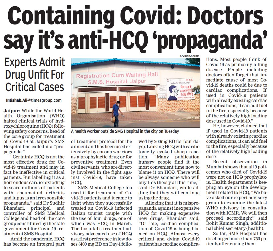 Containing Covid: It's anti-HCQ 'propaganda'

<a href="/SharadGoel_/">Sharad Goel</a> <a href="/WHO/">World Health Organization (WHO)</a> <a href="/TOIIndiaNews/">TOI India</a> <a href="/drharshvardhan/">Dr Harsh Vardhan</a> <a href="/ICMRDELHI/">ICMR</a>