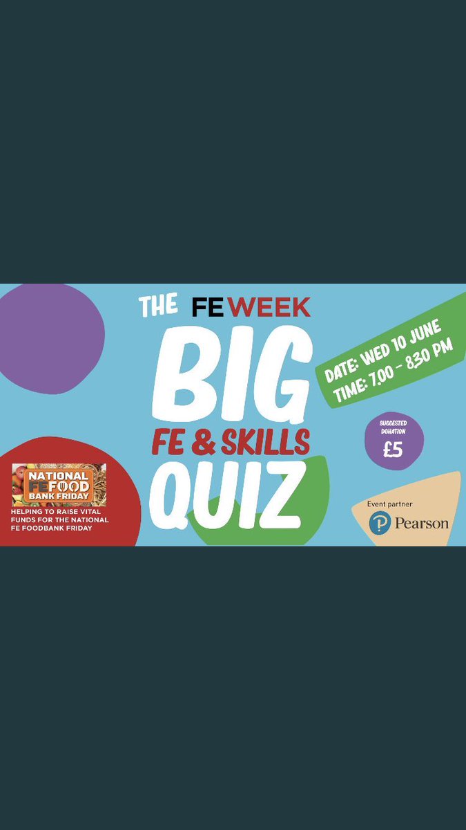 Andrew_Cox1's tweet photo. Halfway to our 11th #FEFoodbankFriday and colleges nationally have collectively raised just over £35.5k!! Thank you to everyone involved 👍🏻. Let’s keep up the momentum, and don’t forget to enter a team next week to the @FEWeek ‘Big FE &amp; Skills Quiz’ #loveFE #sectorcollaboration https://t.co/L6JgPoPdS7