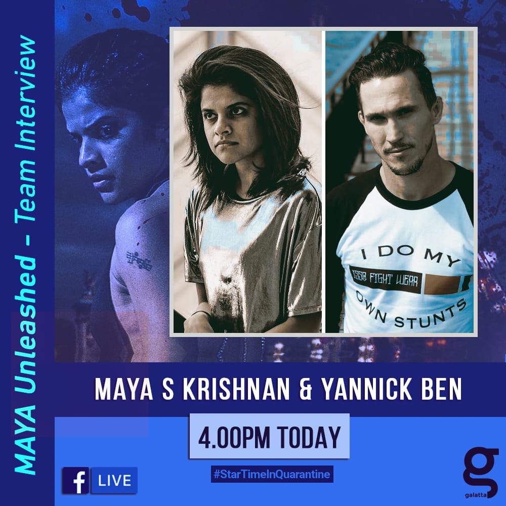 Galatta brings to you a special Facebook live with Maya Unleashed - Team @maya_skrishnan and @YannickBen2 ... Catch them today at 4.00 P.M on the Galatta Facebook page! Facebook page link - facebook.com/GalattaMedia/ #MayaUnleashed #GalattaLive #GalattaMedia