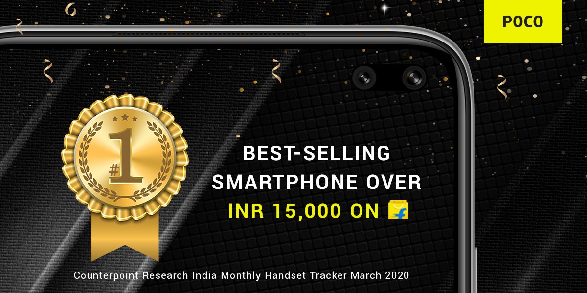 cmanmohan's tweet photo. POCO fans, you made this possible. 

#POCOX2 was the best-selling smartphone in over INR 15,000 category on @flipkart as per Counterpoint Reseach India Monthly Handset Tracker March 2020.

Thank you for your continuous support! 🙌 https://t.co/hmmku1CGHS