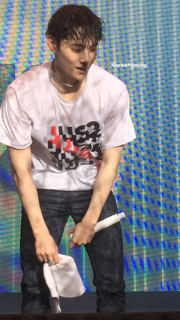 a wet jaebeom on stage is a happy jaebeom #got7    @got7official