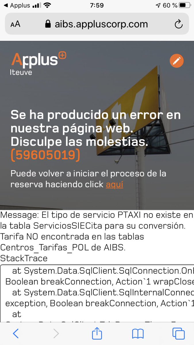2dAround's tweet photo. @AMBtaxi Imposible concertar horas en ITV Sant Just. No cogen el teléfono, en el 902 sale un locución diciendo que están cerrados y por internet la web no funciones desde hace días. Adjunto pantallazo del error. He probado diferentes días y franjas horarias. Le pueden dar una solución? https://t.co/RodGcWSmpe