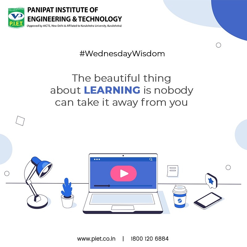 PIETPanipat's tweet photo. Those who keep learning will keep rising in life.
#PIET #LearningWithPIET #WednesdayWisdom #Learning #LifeAtPIET #WisdomWords https://t.co/ZJQJmtgNHr