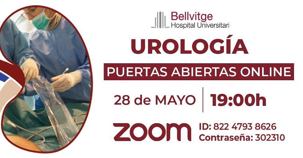 hbellvitge's tweet photo. 🔊 Atenció #Residents! Demà a les 19h, el Servei d'#Urologia organitza una jornada de portes obertes online a través de l'aplicació @zoom_us
Si esteu interessats en aquesta especialitat no us ho podeu perdre! 👌
Més info: https://t.co/je0TTjLb5F
#hospitalenxarxa #MIR2020Abierto https://t.co/6oKhvWq5vZ