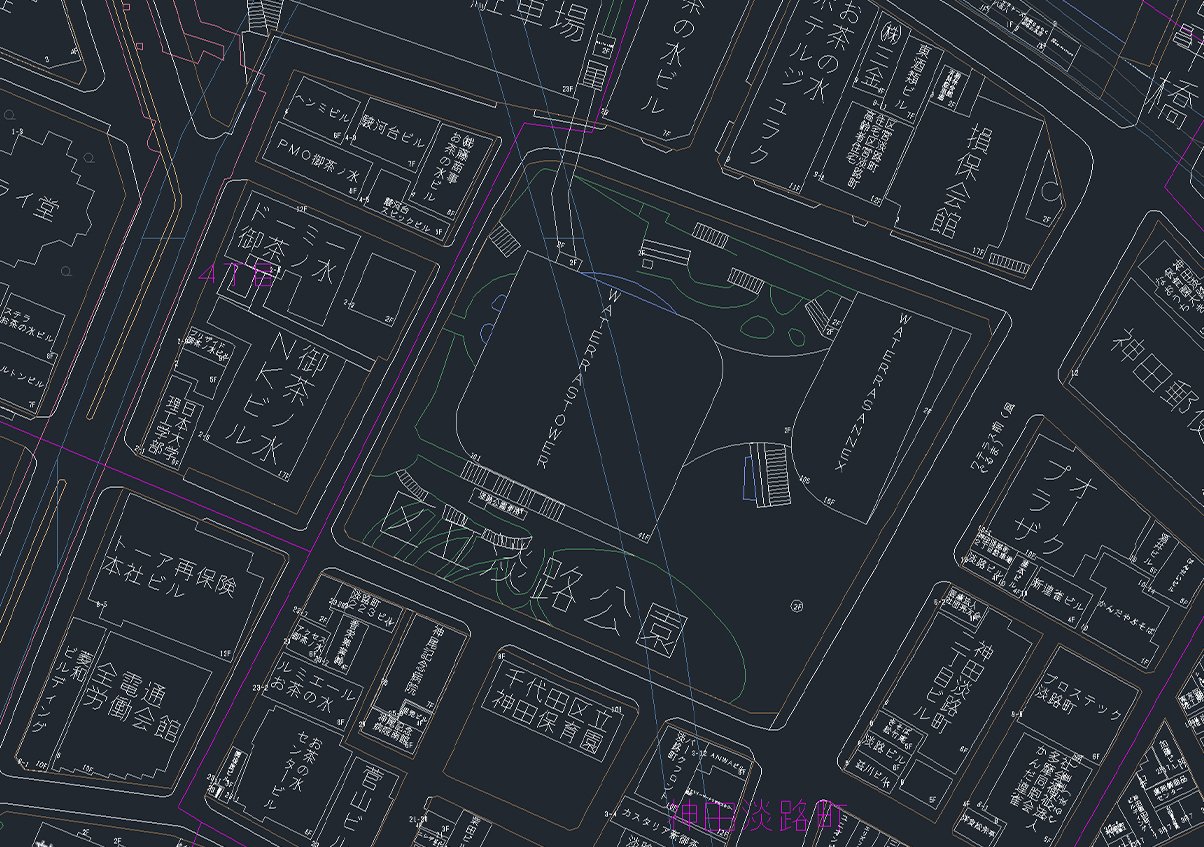 株式会社ゼンリン 住宅地図出力サービスforcad Cadソフトで見る画面はこんな感じです 配色がそそられる ただ 白黒反転かっこいい という理由でお買い求めいただくのはお控えください これは Cadソフト用の住宅地図 です フォロワーさんに建築