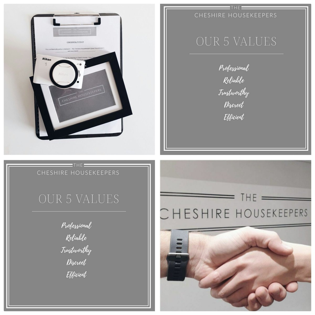 TCHouskeepers's tweet photo. The Cheshire Housekeepers abide by the five company values - Professional, Trustworthy, Reliable, Discreet and Efficient.
.
#professional #discreet #trustworthy #reliable #efficient https://t.co/XB1fynjcf6