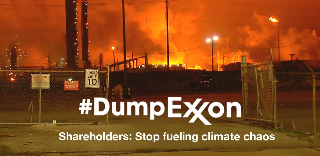 350's tweet image. #Exxon’s shareholders are meeting today. Their cash fuels the company that engineered climate denial blocked action for decades and remains just as reckless today. It's beyond time for investors to #DumpExxon and #StopTheMoneyPipeline