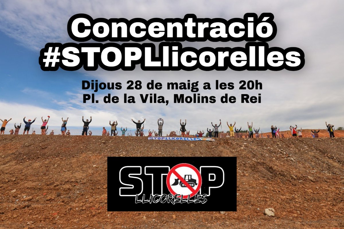 MAmbient_Molins's tweet photo. 🛑Concentració #STOPLlicorelles!😷
🗓️ Demà dijous 28/5 a les 20h a la Pl. de la Vila, Molins de Rei

Ja hem superat les 200 adhesions al manifest! Adhereix-t'hi a 👉 https://t.co/JXupAR2Loy https://t.co/MIP4PTo1kh