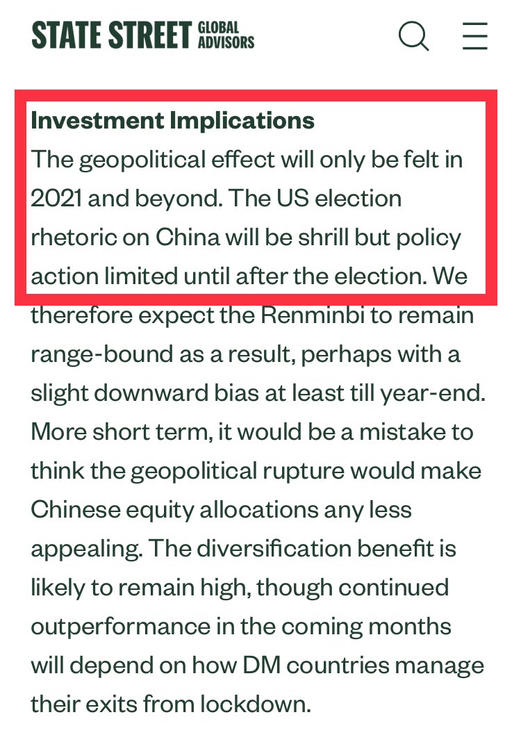 6/ And wait, who is that other group that increased 2000%Oh wait, they’re AmericanWho hold large portions of flagship Chinese companies & said “US election rhetoric will be shrill but policy action limited”They sound confident about that #QAnon