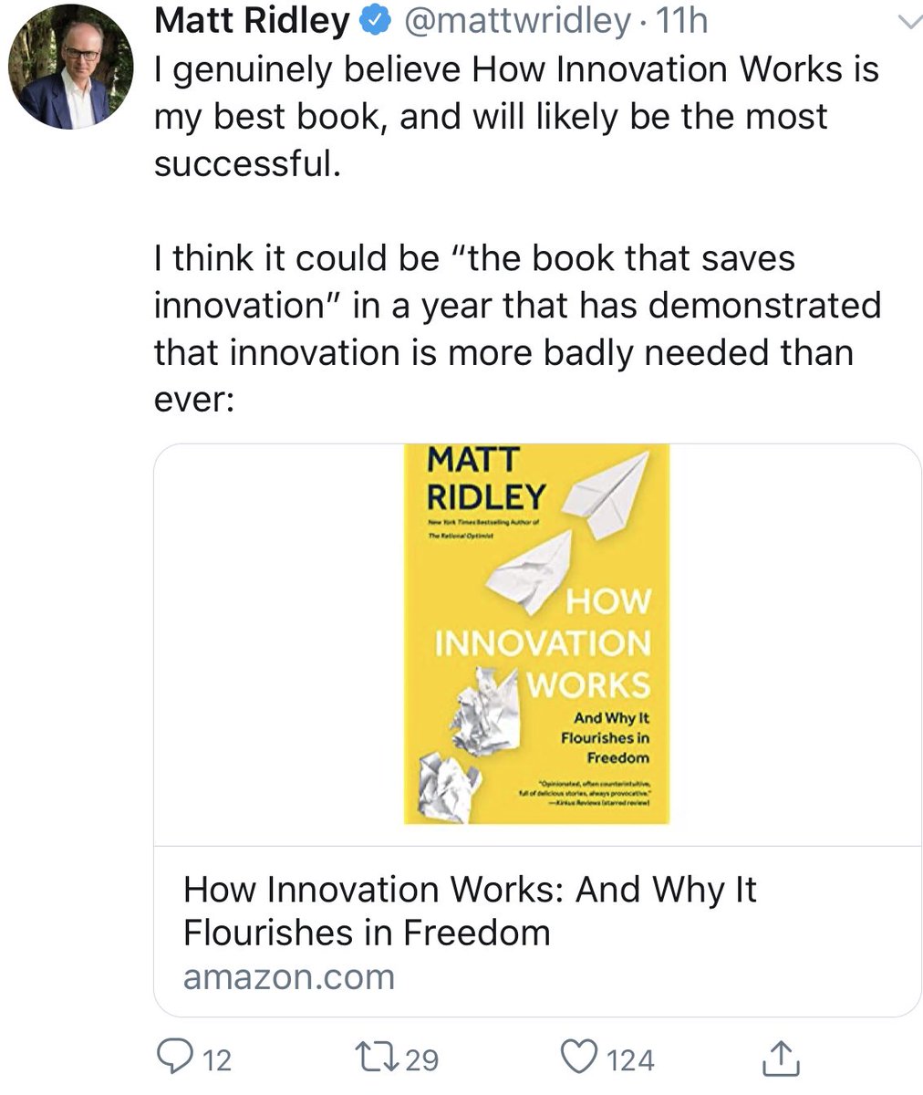 See also Matt Ridley on Innovation. Thinks he's the greatest writer ever on the subject. Presumably no Remain leaning writer could ever come close (being a sheep and all that).