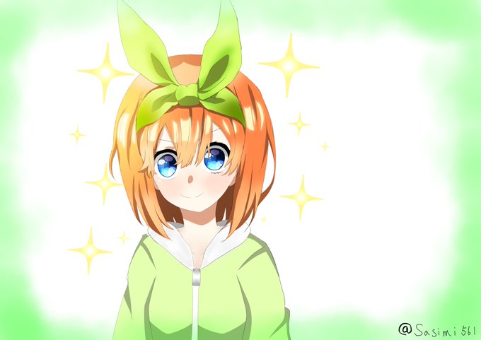 さしみ🍣さんがTwitterに投稿した中野四葉(五等分の花嫁)のイラスト。