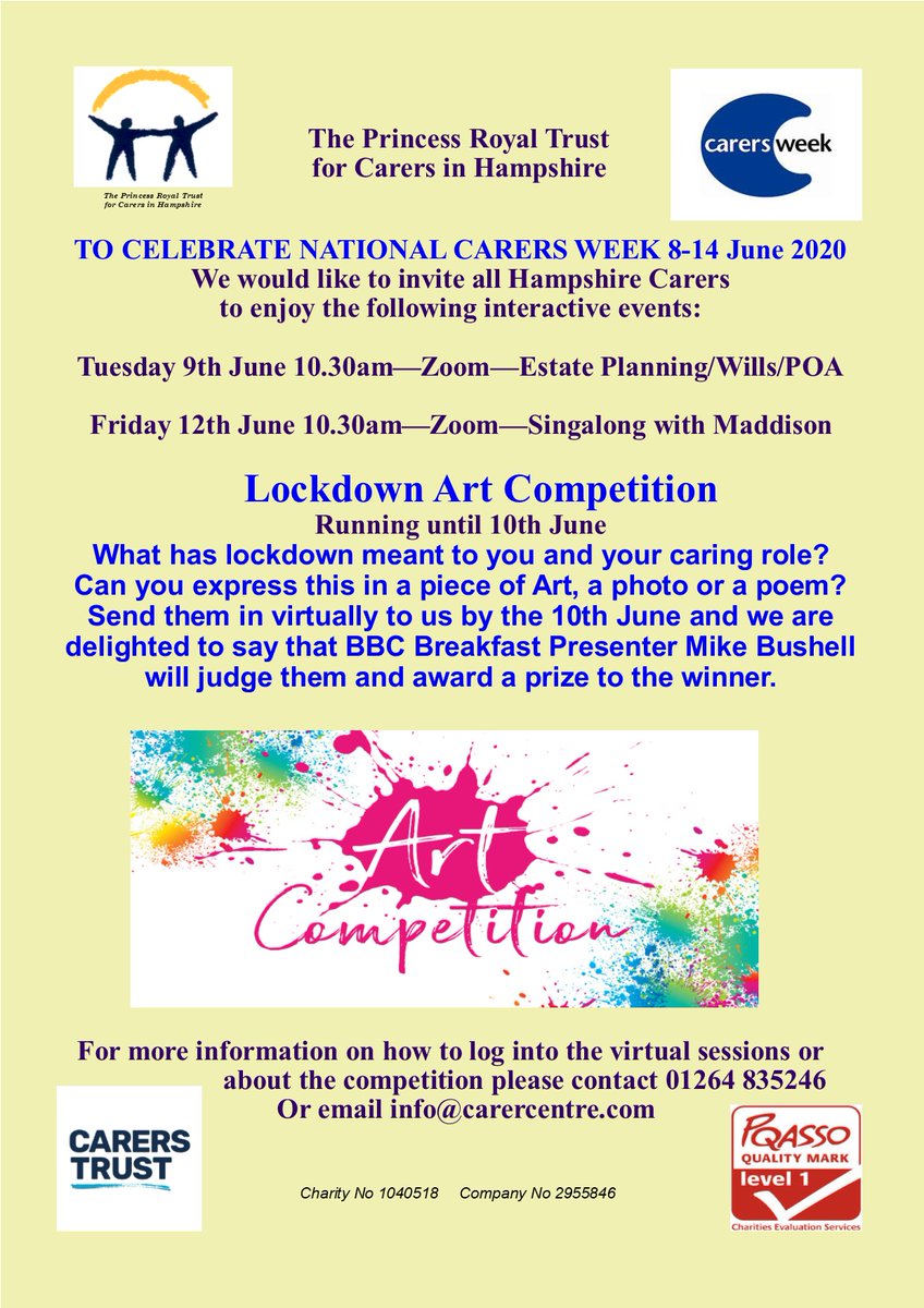 PRTC Hampshire (@prtchampshire) on Twitter photo We are excited to share our plans for Carers Week. This is a virtual week. We are delighted to welcome BBC Breakfast's Mike Bushell who has very kindly offered to judge the Carers Art Competition we are running. <a href="/CarersUK/">Carers UK</a> <a href="/CarersTrust/">Carers Trust</a> <a href="/carersweek/">Carers Week</a> <a href="/mikebushelltv/">mike bushell</a> <a href="/KerryhearseyMBE/">Kerry Hearsey MBE</a> We are excited to share our plans for Carers Week. This is a virtual week. We are delighted to welcome BBC Breakfast's Mike Bushell who has very kindly offered to judge the Carers Art Competition we are running. <a href="/CarersUK/">Carers UK</a> <a href="/CarersTrust/">Carers Trust</a> <a href="/carersweek/">Carers Week</a> <a href="/mikebushelltv/">mike bushell</a> <a href="/KerryhearseyMBE/">Kerry Hearsey MBE</a>