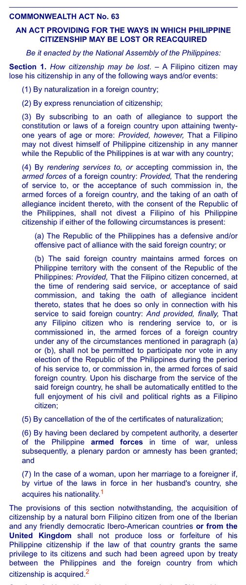 Lastly, once Philippine citizenship is acquired by blood, regardless where one is born, it can only be lost on the grounds listed in Commonwealth Act no. 63. Unless any of these grounds are proven in court, Philippine citizenship is presumed and it should never be a question.