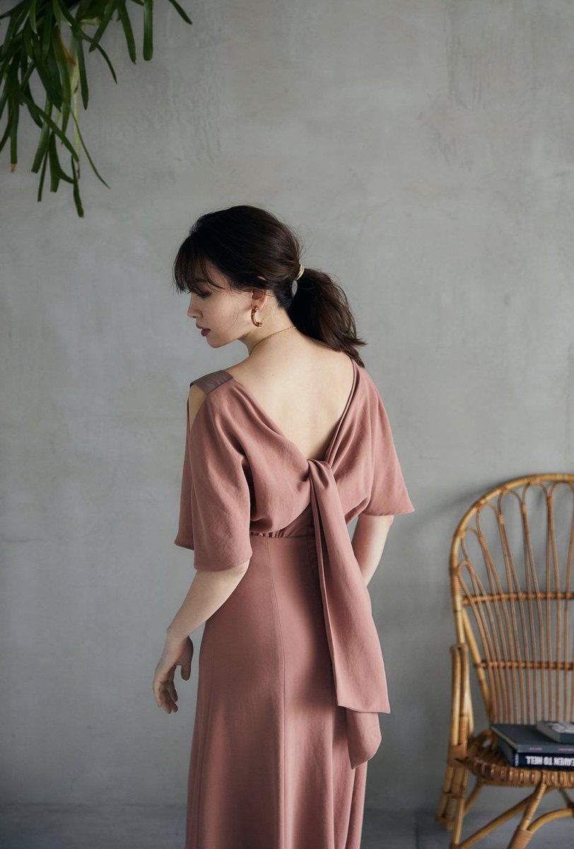 herlipto Open Shoulder Back Ribbon Dress