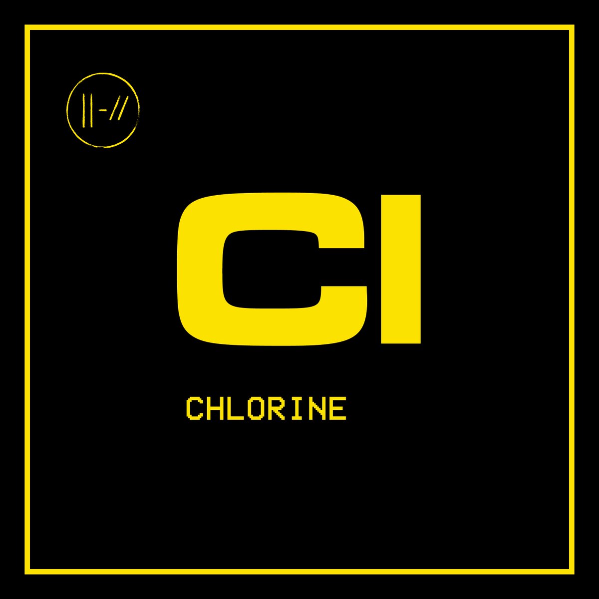 this one is obviously inspired by the periodic table. thing is, i almost placed the actual atomic number of chlorine for accuracy& #39;s sake, thinking that people will pick up the twenty one pilots reference from the colors & fonts,