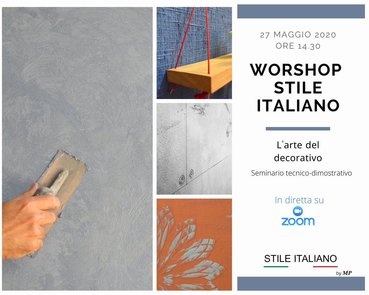 ColorificioMP's tweet image. Workshop Stile Italiano, alla scoperta del mondo dei decorativi. Oggi, ore 14.30 su zoom: us02web.zoom.us/j/85218957145
#pitturedecorative #effettidecorativi #intonaciminerali