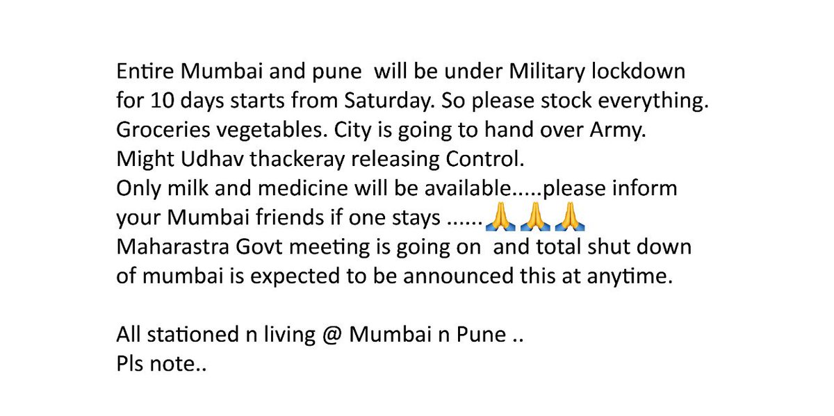 RajeshkumarSTo4's tweet image. मुंबई पुलीस इसे #FakeMessageAlert बता चुकी है,कृपया ऐसे मेसेज को फॉरवर्ड करने से बचें
इसमें मा.मुख्यमंत्री @OfficeofUT उल्लेख जिस संदर्भ में दिया है,लगता है व्हाट्सअप युनिव्हर्सिटी के प्रोफेसरोंने इसे बनाया है।ये नामर्द ऐसे कठीण समय में भी @CMOMaharashtra की मुश्कीलें बढा रहे है!