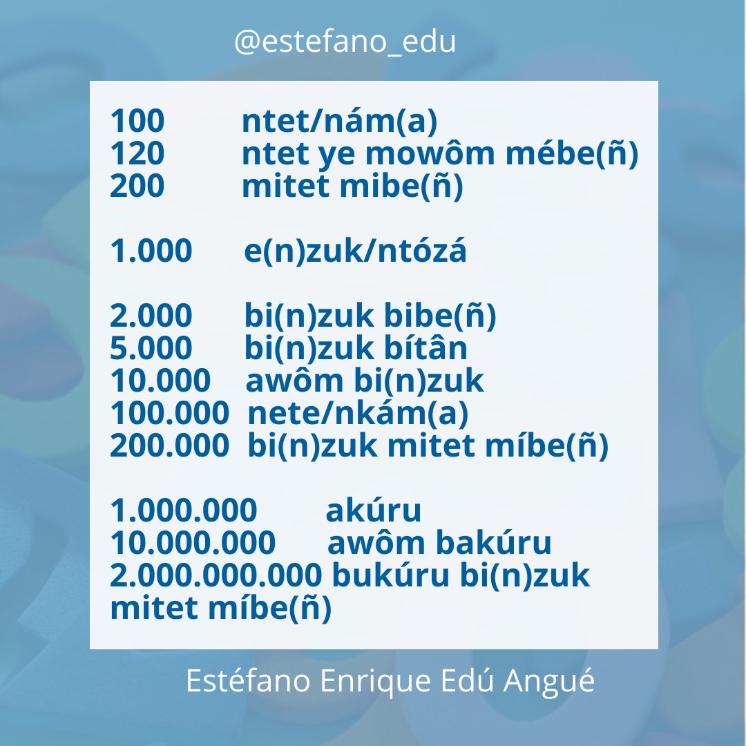 Buenos días ☀️ ¿sabías cómo se dice un millón en fang? Hoy con la ayuda de Julián Bibang os ofrecemos los números en fang. 
—————————————————————————
Etiqueta a un amigo para que podamos aprender todos 
——————————————————————————
#fang #cultura #numeros #aprendeencasa #africa