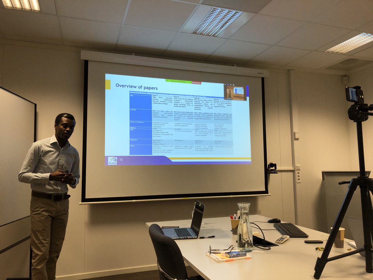 What motivates academics to engage with external stakeholders? <a href="/kwattaowusu/">Kwadwo Atta-Owusu</a> gives his 90 percent hybrid seminar/webinar answering this question at <a href="/UniStavanger/">Universitetet i Stavanger</a> today <a href="/runinproject/">RUNIN</a>