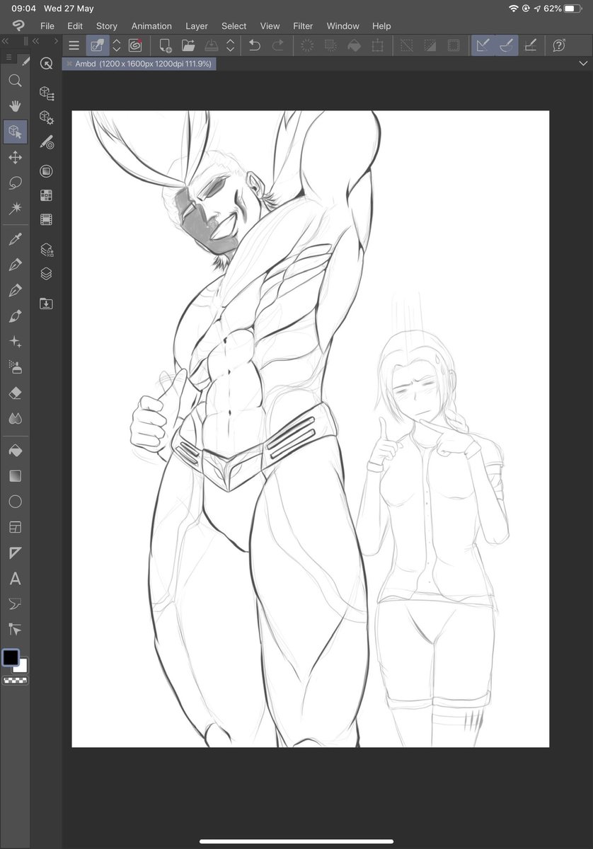 reigawa's tweet photo. Working on a side project ready the 10th of June - 🎊 🎂😂 #ALLMIGHT #anime #digitalart #illustration #happybirthday #CLIPSTUDIOPAINT #MyHeroAcademia #BokuNoHeroAcademia #interrgatorGrim #toshinoriyagi #sketch #wip #celebrate #June https://t.co/5VZ81sGsPK