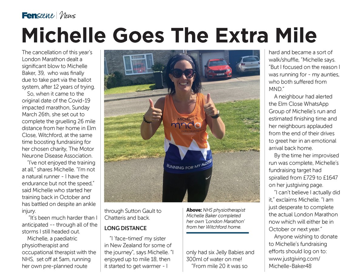 Fen_SCENE's tweet photo. Michelle Goes The Extra Mile!

The cancellation of this year’s London Marathon dealt a significant blow to Michelle Baker...

@Fen_SCENE

#Ely #Chettisham #Coveney #Haddenham #LittleDownham #Stretham #Sutton #Wicken #Witchford #Upware #Witcham #marathon #runner #fundraising https://t.co/NMOHqbrqO9
