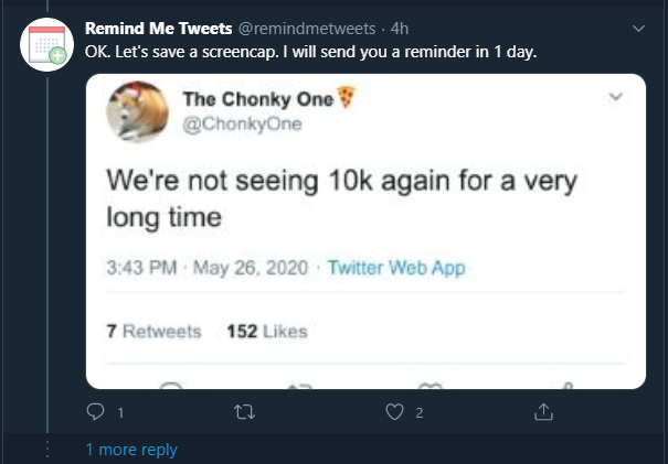 SafeTrade14's tweet photo. @remindmetweets @glebowski00 Yeah let's do it, i remind you tommorrow 😅😅 https://t.co/7yeQrvyt7n