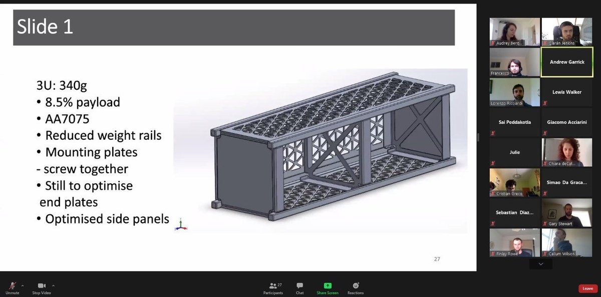 MAE_Strath's tweet image. MAE students are working on a #concurrentengineering session to #design "#STRATHcube", a #CubeSat with several experiments related to research within the department
This is the third concurrent session of its kind to take place at @UniStrathclyde ... this time virtually