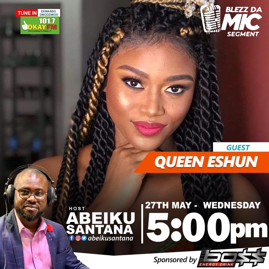 QueeneShun's tweet photo. PRESS CONFERENCE ON OKAY 101.7 FM WITH ABEIKU SANTANA TODAY ON #BlessDaMic Segment, We Boss everything out @abiekusantana https://t.co/KTPR38D0vB