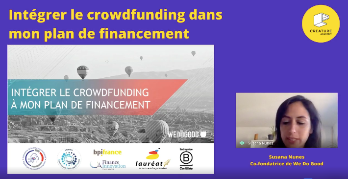 | Replay Live Facebook avec Susana Nunes | 📹

Susana Nunes, cofondatrice de WE DO GOOD, était en direct avec <a href="/Creatureparis/">Creature Academy</a> pour vous parler de l'intégration du crowdfunding dans un plan de #financement !
👉 buff.ly/2X6kFY7