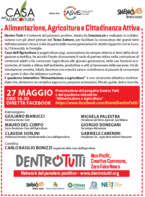 Oggi alle 16.30 è di scena <a href="/CasaAgricoltura/">Casa dell'Agricoltura</a> con <a href="/claudiasorlini/">claudia sorlini</a> partner del progetto @DentroTutti. <a href="/mau_delco/">mauro del corpo</a> presenta il quaderno interattivo e @Carlobonizzi, <a href="/michelapalestra/">Michela Palestra</a>, @giorgiodonegani, @gabrielecarenini intervengono  su facebook.com/EventiDentroTu…