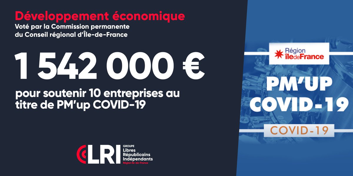 🏬La Commission permanente vote une aide de 1 542 000€ pour soutenir 10 entreprises au titre de la plateforme PM'up COVID-19 #DirectIDF