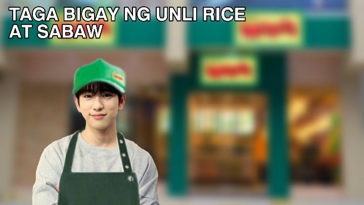  jinyoung─ taga-bigay ng unli rice at sabaw─ working student─ sa mga bata lang mabait─ onti lang sahod dahil laging nakikipag-away sa customers─ "customers aren't always right."