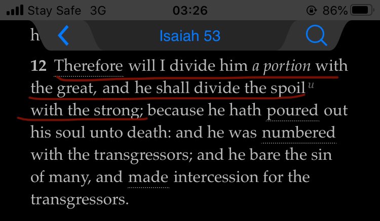 Another highly respected prophet among the “People of the Books” is a man named Isaiah. He in turn tells us that this person whom David spoke of would not suffer for Himself but for God’s people to become free.And that after this, He will live again to rule & dominate.