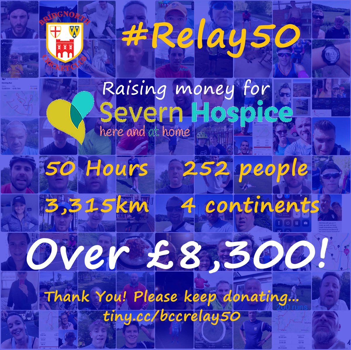 BridgnorthCC's tweet photo. Thank you so much to everyone who took part and donated to @SevernHospice during #Relay50

There's still time to add to that amazing total... just go to https://t.co/8o8r3wWVwO and give to such an amazing cause!

More to follow... https://t.co/yumS6LhMGz