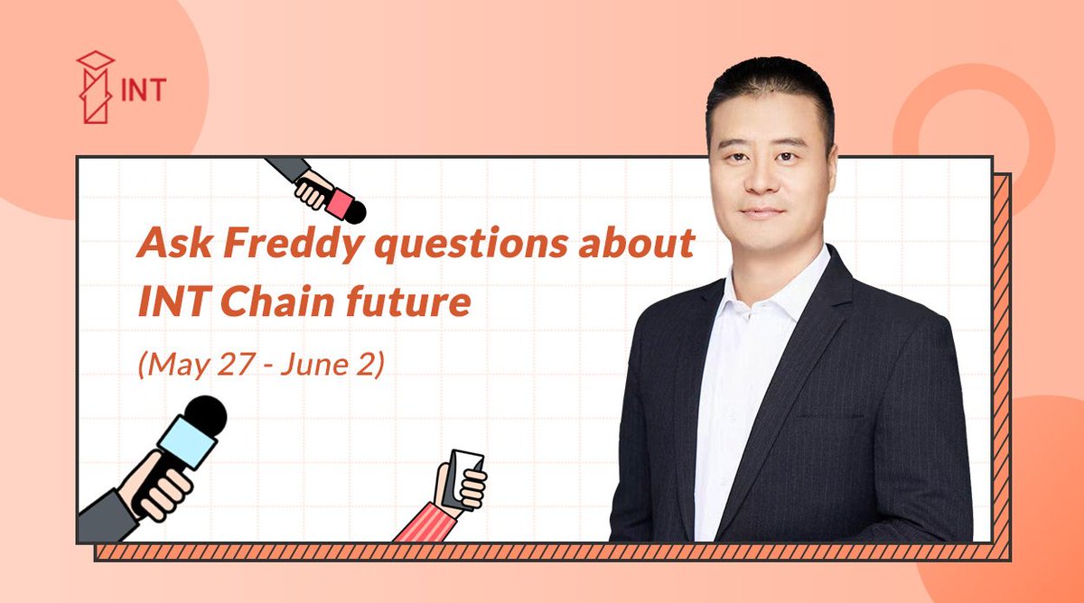 INTCHAIN's tweet photo. Any questions you want to ask @YinFreddy about #INTChain future? Please submit your questions: https://t.co/0sx3HX2f8h Freddy will select and talk to community at the early of June! #technology #blockchain #IoT https://t.co/C0QTjCivI5