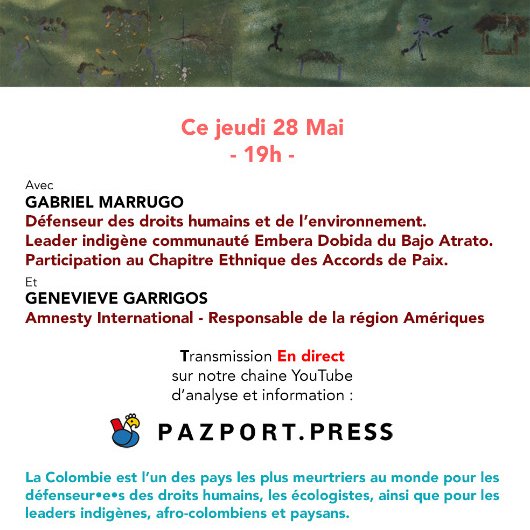 CEAR_PV's tweet photo. Parlem de les conseqüències polítiques,democràtiques i humanitàries del COVID19 en Colòmbia.
Intervindran:
Gabriel Marrugo #DefensorDDHH
Genevieve Garrigos Responsable de les Amèriques en @amnistiaespana
📅Demà 28 de maig
🕧19
📡En directe https://t.co/R768sfts9r https://t.co/2z0EoOlQca